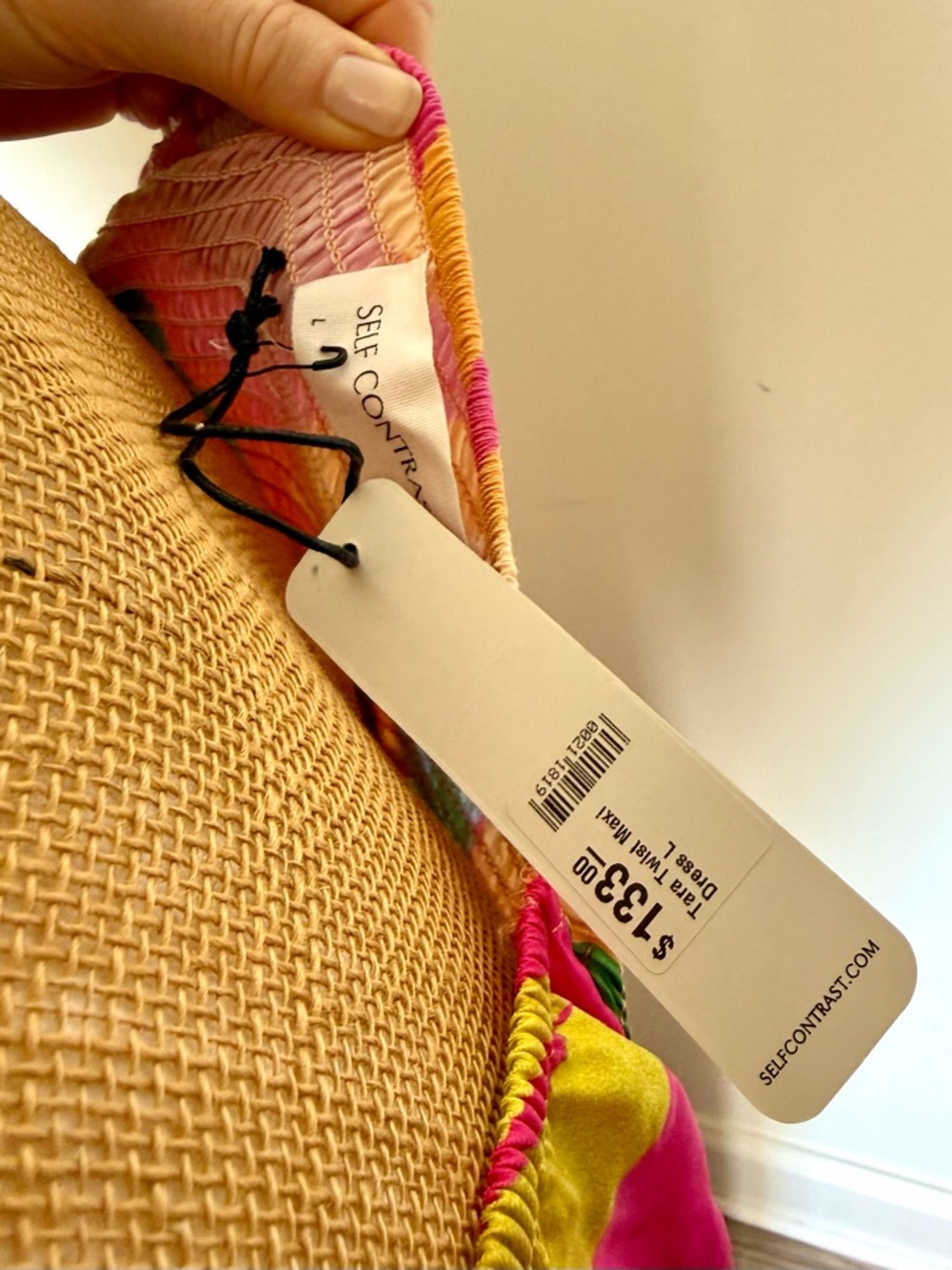NWT π©·π§‘π Self Contrast Maxi Dress Tropical Floral Print Resort Vacation Sz LARGE - Picture 8 of 8